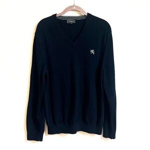 Express Men’s Solid Navy Blue Sweater Cotton Knit Pullover Large Long Sleeves